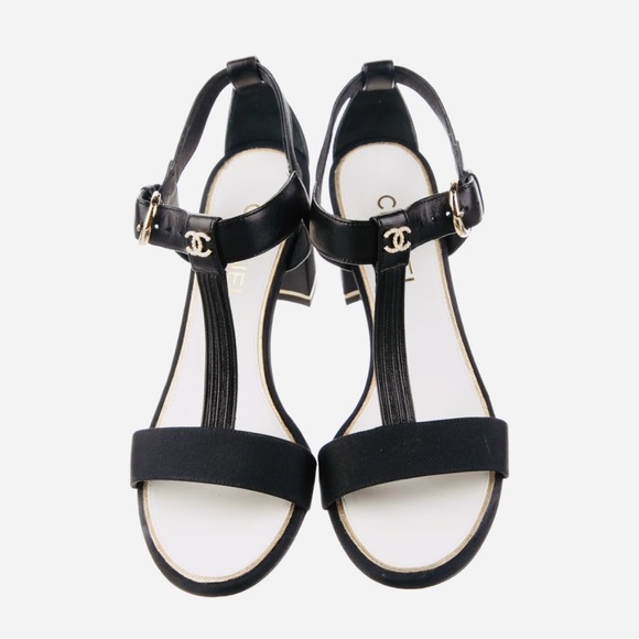 Authentic Preowned Black Chanel Sandals Size 38.5 - Picture 2 of 9